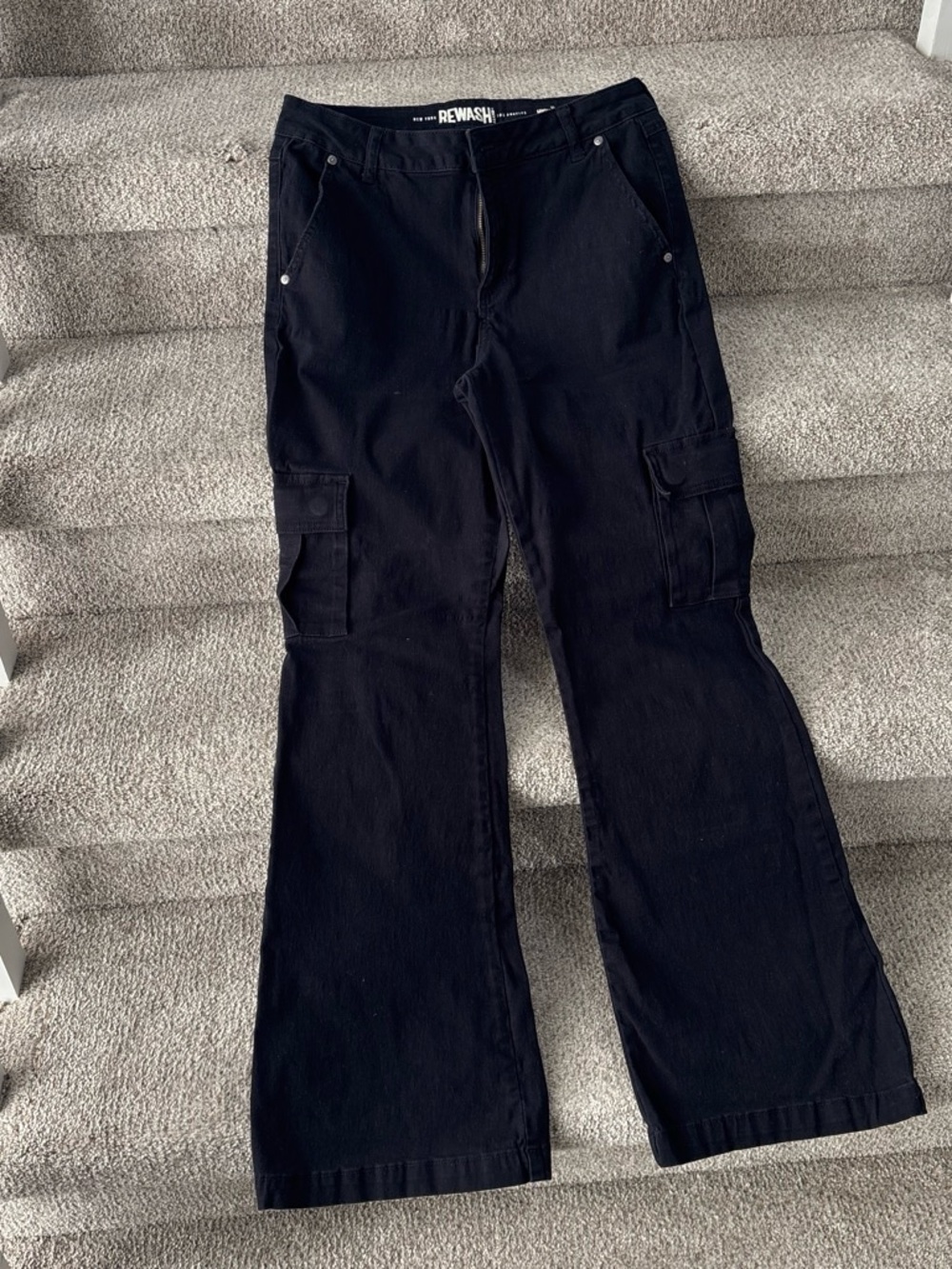 Rewash Black High-Rise Cargo Pants